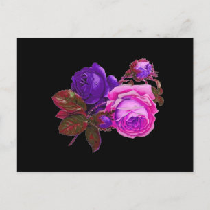Vintage Pink Neon Roses - Gifts Postcard