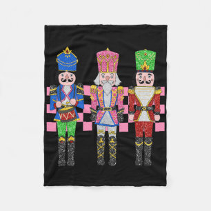 Vintage Pink Nutcracker Squad Llet Women Pink Chri Fleece Blanket