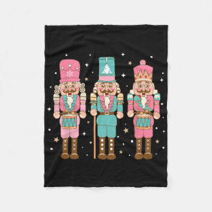 Vintage Pink Nutcracker Squad Women Girl Kids Pink Fleece Blanket