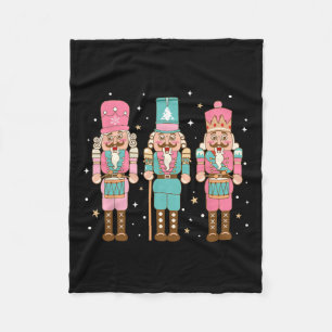 Vintage Pink Nutcracker Squad Women Girl Kids Pink Fleece Blanket