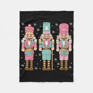 Vintage Pink Nutcracker Squad Women Girl Kids Pink Fleece Blanket