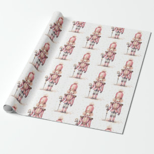 Vintage Pink Nutcracker Watercolor Minimalistic Wrapping Paper