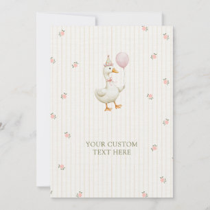 Vintage Pink One Silly Goose Birthday Invitation