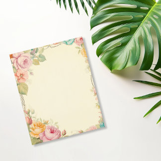 Vintage Pink Orange Roses Scrapbook Paper