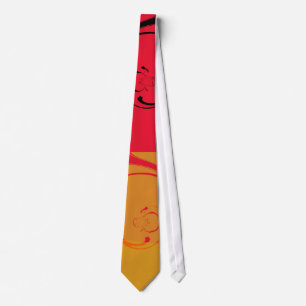 Vintage Pink, orange, yellow, black retro art deco Tie