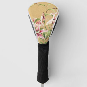 Vintage Pink Oriental Lily Botanical Flower Art Golf Head Cover