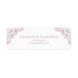 Vintage Pink Ornate Frame Bordered Address Label Return Address Label
