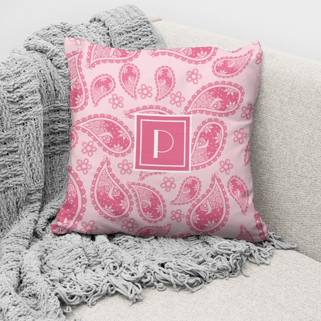 Vintage Pink Paisley Monogram Cushion (Creator Uploaded)
