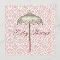 Vintage Pink Parasol Umbrella Baby Girl Shower