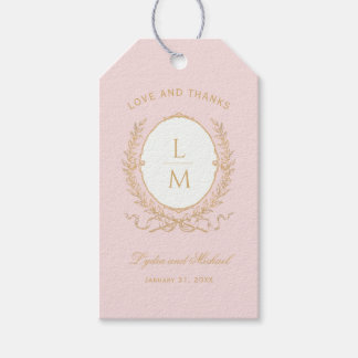 Vintage Pink Paris Glam | Monogram Wedding Gift Tags