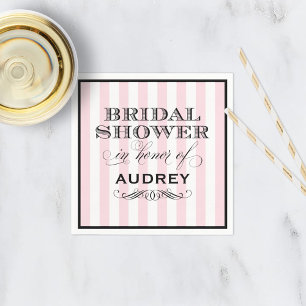 Vintage Pink Parisian Stripes Bridal Shower Napkin