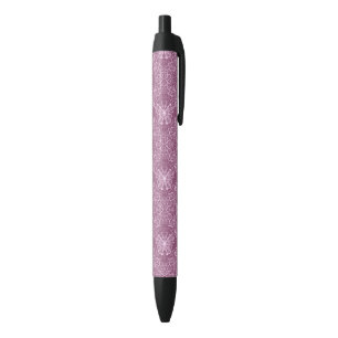 Vintage Pink Pattern Black Ink Pen