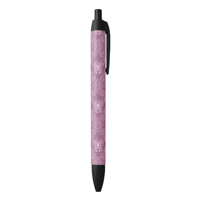 Vintage Pink Pattern Black Ink Pen (Bottom (Vertical))