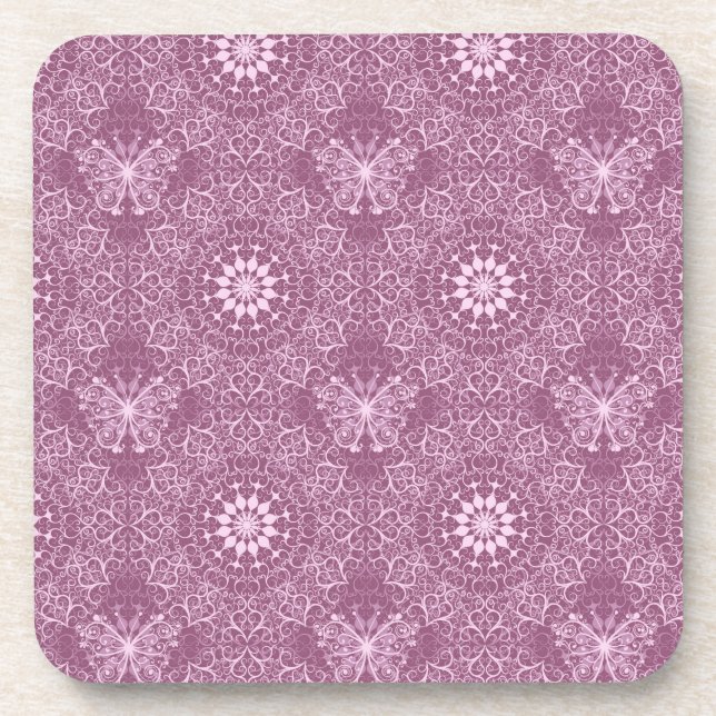 Vintage Pink Pattern Coaster (Front)