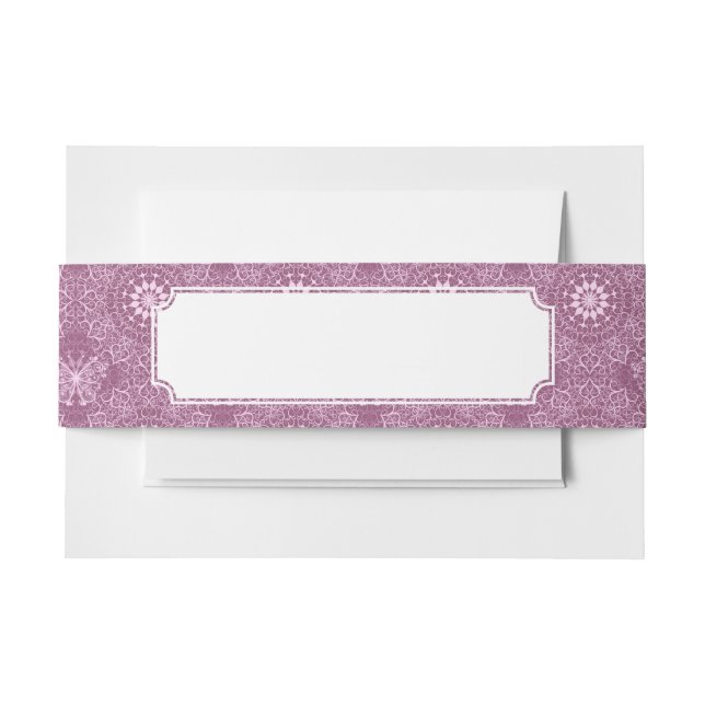 Vintage Pink Pattern Invitation Belly Band (Front Example)