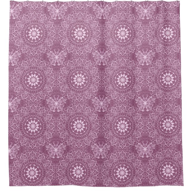 Vintage Pink Pattern Shower Curtain (Front)