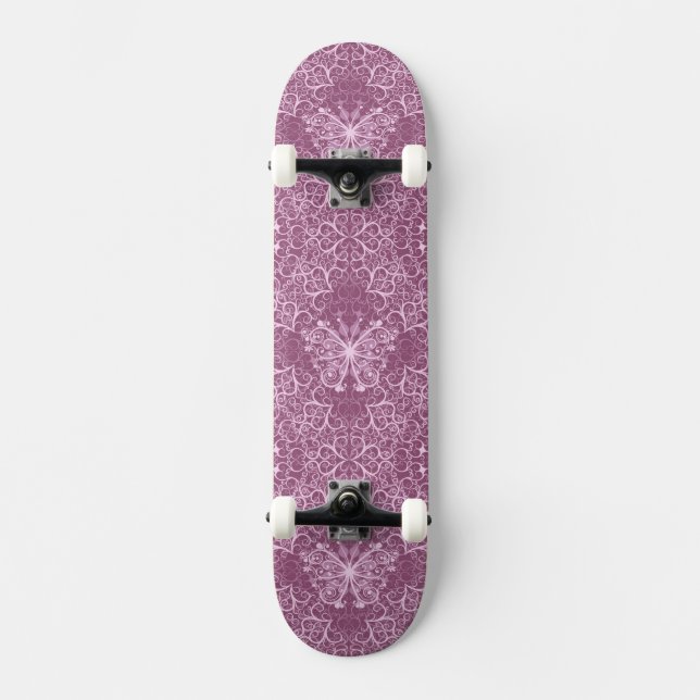Vintage Pink Pattern Skateboard (Front)
