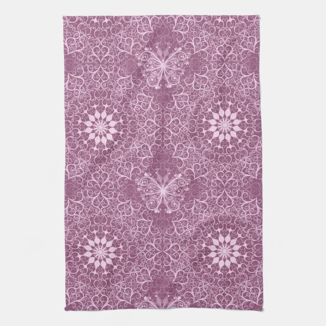 Vintage Pink Pattern Tea Towel (Vertical)