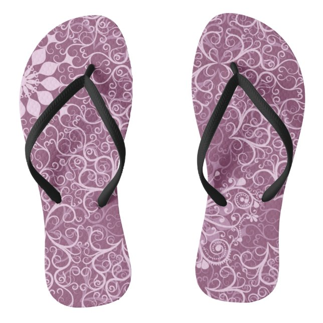 Vintage Pink Pattern Thongs (Footbed)