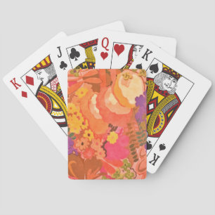 Vintage Pink Peach Flowers Botanical Watercolor Playing Cards