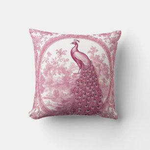 Vintage pink peacock cushion