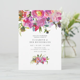 Vintage Pink Peonies Floral Bridesmaids Luncheon Invitation