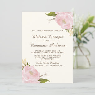 Vintage Pink Peonies Rehearsal Dinner Invitation
