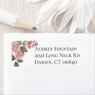 Vintage Pink Peony Flower Elegant Floral Return Address Label