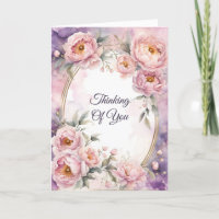 Vintage Pink Peony Oval Frame Thinking of You