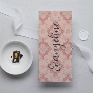 Vintage pink personalisable name card Bookmark