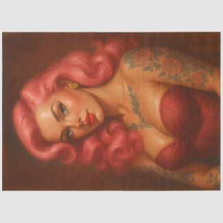 Vintage Pink Pinup | Retro Tattooed Bombshell Glam Tissue Paper