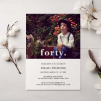 Vintage Pink Plaid 40th Birthday Photo Invitation