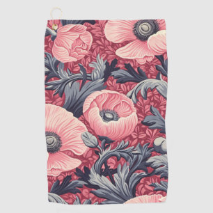 Vintage Pink Poppies Floral Golf Towel