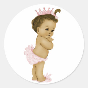 Vintage Pink Princess Baby Shower Stickers