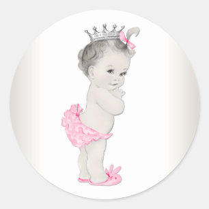Vintage Pink Princess Baby Shower Stickers
