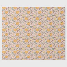 Vintage Pink Pumpkin Autumn Floral Pattern