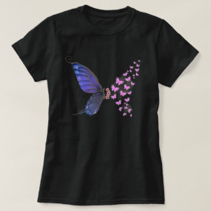 Vintage Pink Purple Butterfly Flower Floral T-Shirt