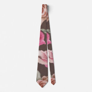 Vintage pink, red, and white roses tie