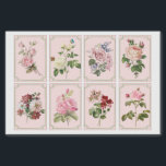 Vintage Pink Red Rose Floral w/ 8 Frames Decoupage Tissue Paper<br><div class="desc">This elegant tissue paper features two designs of vintage women with pink and white elegant flowers with butterflies birdhouses and tea. Perfect for decoupage products and other paper crafting. From our hearts to yours,  enjoy!</div>
