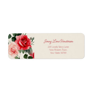 Vintage Pink Red Roses Return Address Labels