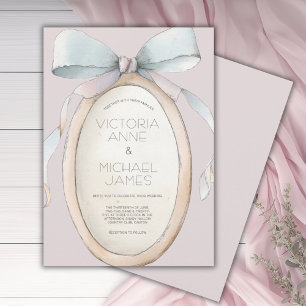 Vintage Pink Ribbons Wedding Invitation