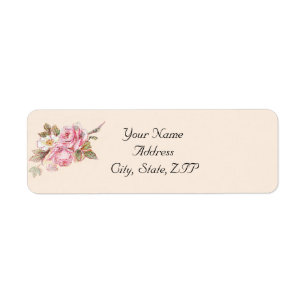 Vintage Pink Rose and Robin Return Address Label