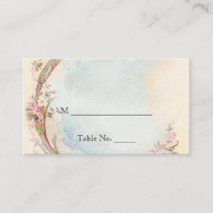 Vintage Pink Rose and Robin Wedding Place Cards