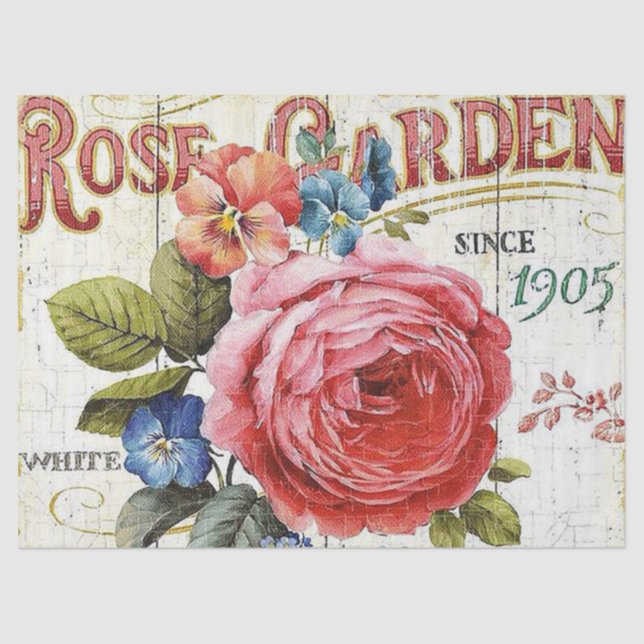 Vintage pink rose any purpose party tissue paper (Front)