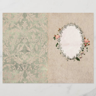 Vintage Pink Rose Border Journal Title Page