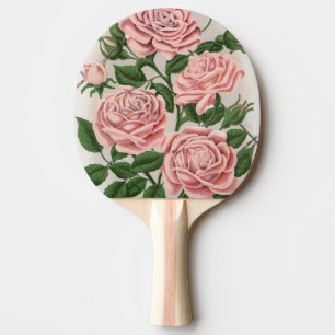 Vintage Pink Rose Botanical Cottagecore Art Ping Pong Paddle