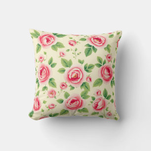Vintage Pink Rose Bouquet Pastel Floral Chintz Cushion