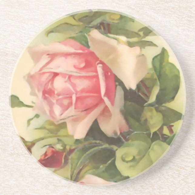 Vintage Pink Rose Coaster (Front)