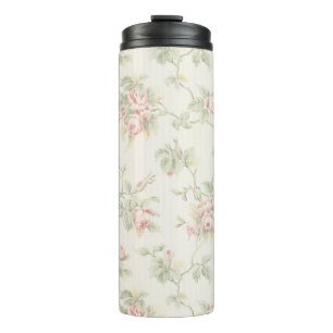 Vintage Pink Rose Cottagecore Floral Pattern Thermal Tumbler