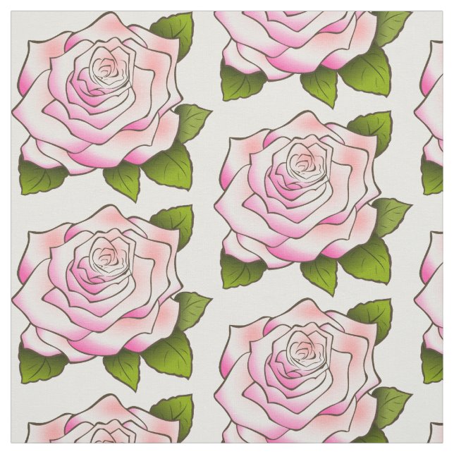 Vintage Pink Rose Drawing Fabric (Swatch)
